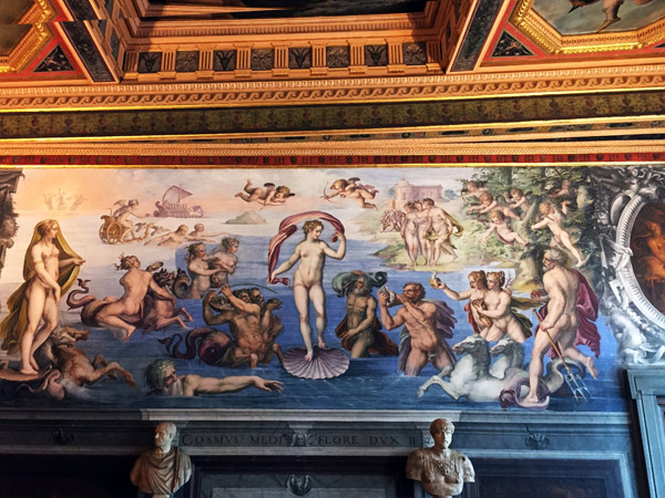Экскурсия в Палаццо Веккьо, Флоренция, экскурсия: зал Стихий, фреска рождение Венеры.